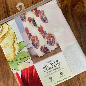 CLEARANCE Bacova Poppy Garden Floral Shower Curtain NIP